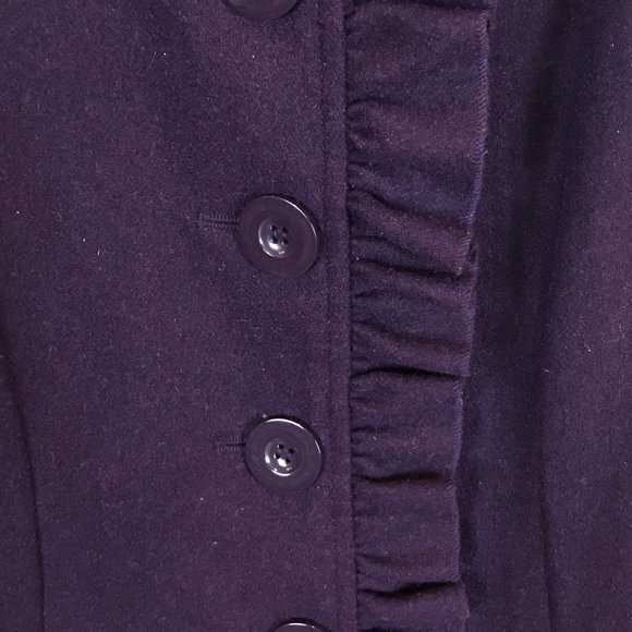 NWT Womens Size Large Anthropolgoe Tulle Wool Blend Ruffle Detail Pea Coat - Picture 3 of 4